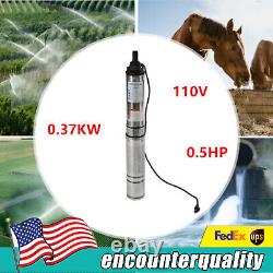 110v Submersible Deep Well Water Pump Large Range Stainless Steel 370w 0.5hp