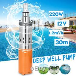 12V 220W Deep Well Pump Submersible Water Pump Solar Energy 1.2M/H 30M Max Lift