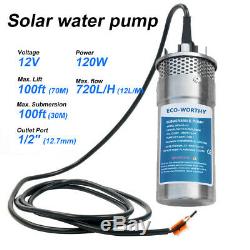 12V 4 Solar/Battery Deep Well Water Pump Submersible for Irrigation S/Steel 70M