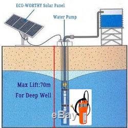 12V Submersible Pump Deep Well DC Pump &100W Mono Solar Panel f Remote Watering
