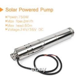 24V/36V DC 2m³/H 60m Solar Powered Water Pump Submersible Deep Well Brushless