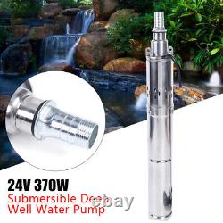 2x 24V 370W Solar Water Pump stainless Deep Well Solar Submersible Pump head 65m