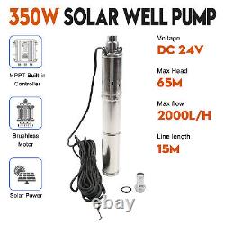 3 24V 350W Deep Well Solar Submersible Bore Hole Water Pump Built-in MPPT