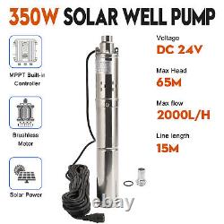 3 24V 350W Deep Well Solar Submersible Bore Hole Water Pump Built-in MPPT D3