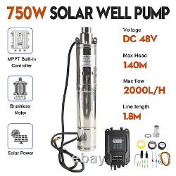 3 48V 750W Deep Well Solar Submersible Bore Hole Water Pump Head 140M #4