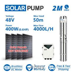 3 DC Deep Well Solar Water Bore Pump Stainless Steel Submersible 400W 48V