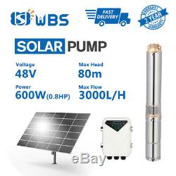 Deep Well Solar Water Pump 600W Stainless Steel 304 Submersible Bore Hole Water Pump MPPT Controller Home And Industrial Use Max Pump Rate 3000L/h