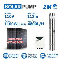 3 DC Solar Water Pump Bore Hole Deep Well 1100W Submersible 110m + Controller