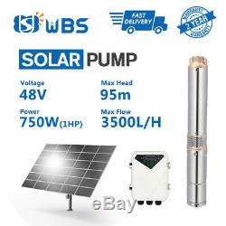 3 inch DC Solar Water Pump 48V 1HP 3.5T/H 95m Deep Bore Well Submersible Ranch