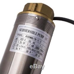 4 1100W Deep Well Submersible Water Pump 10800 L/h + 20m Cable Max. Head 54 m