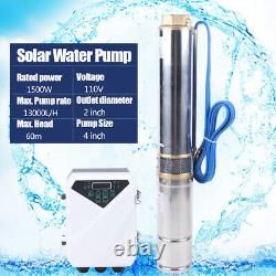 4 2HP DC Deep Bore Well Solar Water Pump Submersible+MPPT Controller Kit 1500W