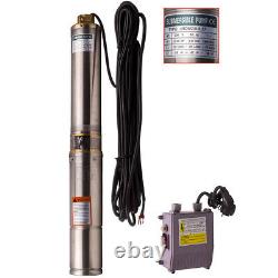 4 370W Borehole Deep Well Submersible Water Pump + 20 m power cable