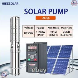 4 380V 15HP 11000W AC/DC Solar Deep Well Submersible Borehole Water Pump MPPT