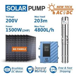 4 AC/DC Hybrid Deep Bore Well Solar Water Pump 2HP Submersible Controller Kit