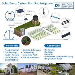 4 AC/DC Solar Powered Bore Well Water Pump 3HP Submersible Hybrid Deep 110/220V