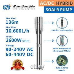 4 AC/DC Solar Water Deep Well Pump Resin Encapsulated 136m 2600W Submersible