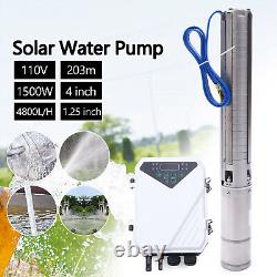 4 DC Deep Well Solar Water Bore Pump Submersible 2hp 110V 4800L/H Ranch Farm