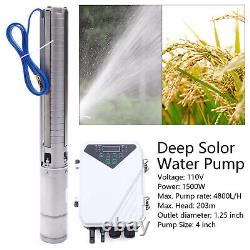 4 DC Deep Well Solar Water Bore Pump Submersible 2hp 110V 4800L/H Ranch Farm