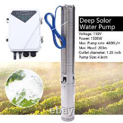 4 DC Deep Well Solar Water Bore Pump Submersible 2hp 110V 4800L/H Ranch Farm