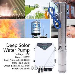 4 DC Deep Well Solar Water Bore Pump Submersible 2hp 110V 4800L/H Ranch Farm