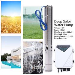 4 DC Deep Well Solar Water Bore Pump Submersible 2hp 110V 4800L/H Ranch Farm