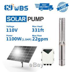 4 DC Deep Well Submersible Solar Water Pump Stainless Steel Impeller 110V 1.5HP