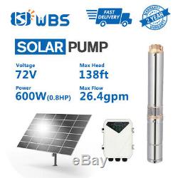 4 DC Submersible Deep Bore Well Solar Water Pump 72V 600W Irrigation Automatic