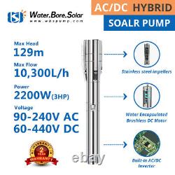 4 Solar AC/DC Water&Resin Encapsulated Water Deep Well Pump 129m 2200W 3HP 10m3
