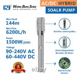 4 Solar AC/DC Water&Resin Encapsulated Water Deep Well Pump 144m 1500W 2HP WBS
