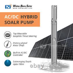 4 Solar AC/DC Water&Resin Encapsulated Water Deep Well Pump 144m 1500W 2HP WBS
