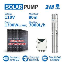 4 Solar Water Pump S/S Impeller 260Feet 31GPM Submersible DC Deep Bore Well