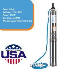 4Inch Deep Well Submersible Pump 1HP 44GPM Stainless Water For Garden Irrigation