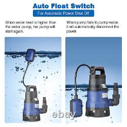 550W 3/4 HP 2642GPH Submersible Water Pump Swimming Pool Dirty Flood Clean Pond