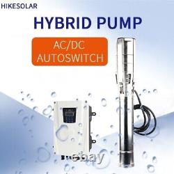 6 AC/DC Solar Hybrid Water Pump Deep Well Submersible 110-220V 3000W 4HP Pump