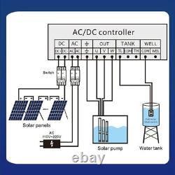 6 AC/DC Solar Hybrid Water Pump Deep Well Submersible 110-220V 3000W 4HP Pump