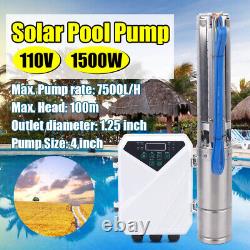 7500L/H Deep Bore Well Solar Water Pump 110V 2HP Submersible MPPT Controller Kit