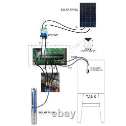 7500L/H Deep Bore Well Solar Water Pump 110V 2HP Submersible MPPT Controller Kit