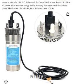 Amarine Made 12V 12LPM/3.2GPM Submersible Solar Battery Deep Well Water Pump
