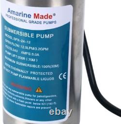 Amarine Made 12V 12LPM 3.2GPM Submersible Solar Battery Deep Well Water Pump