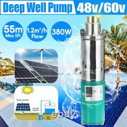 DC 48V/60V 380W 55M Lift Max 1.2M³/H Deep Well Power Submersible Water