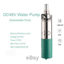DC48V 370W 213FT Lift Household Farm 3in Submersible Water Pump Pond Deep Well
