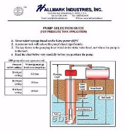 Deep Well Pump, 1HP, 115V, 3.5, Max 207'/33 gpm all S. S, Hallmark Industries