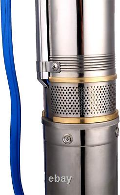 Deep Well Pump Submersible Well Pumps 4 OD Pipe 110V/60HZ 1.1KW 1.5HP Stainless