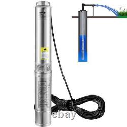 Deep Well Submersible Pump 1.5HP 37 GPM 276 ft. Head Water Pump IP68 with 33 ft