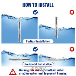 Deep Well Submersible Pump, 1HP 115V/60Hz, 37Gpm Flow 207Ft Head