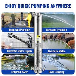 Deep Well Submersible Pump, 1HP 115V/60Hz, 37Gpm Flow 207Ft Head