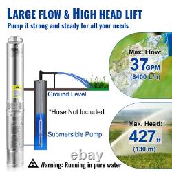 Deep Well Submersible Pump, 2HP/1500W 230V/60Hz, 37GPM Flow 427 Ft Head, with 33