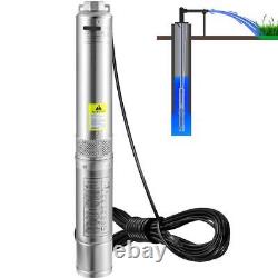 Deep Well Submersible Pump 37GPM 207FT Stainless Steel IP68 for Irrigation