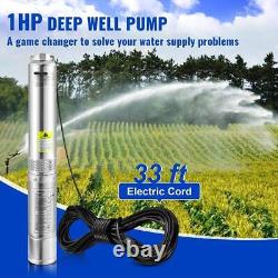 Deep Well Submersible Pump 37GPM 207FT Stainless Steel IP68 for Irrigation