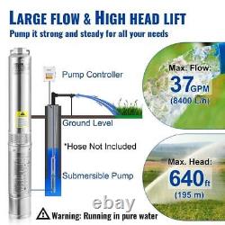 Deep Well Submersible Pump 37GPM 3HP 640 ft. Water Pump With33 ft. Cord 230Volt